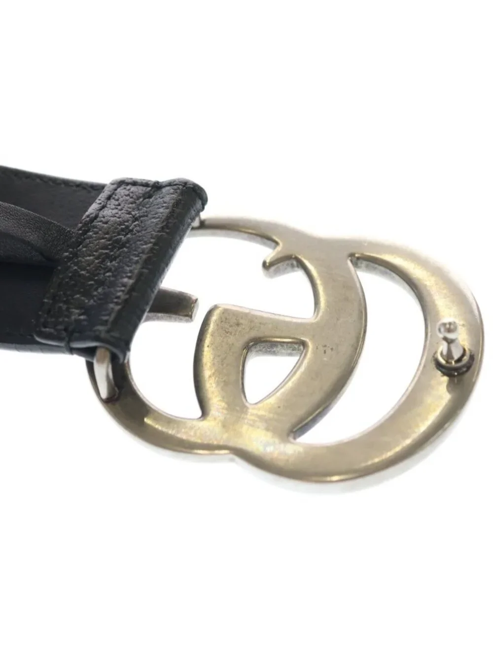 Gucci GG Marmont Leather Belt Black Silver